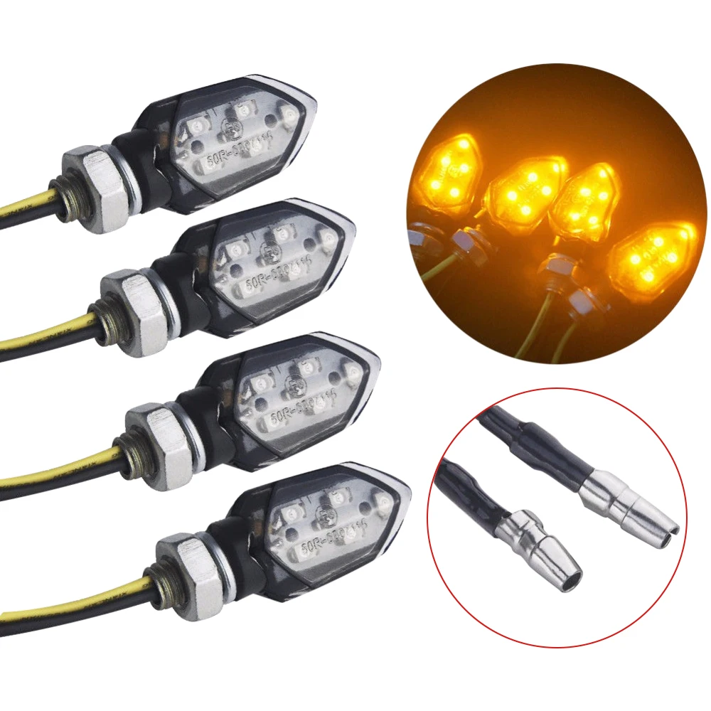 4 unids/set Mini lente ahumada para motocicleta luz de señal de giro 5LED 12V lámpara indicadora intermitente ámbar motocicleta Universal fácil de instalar