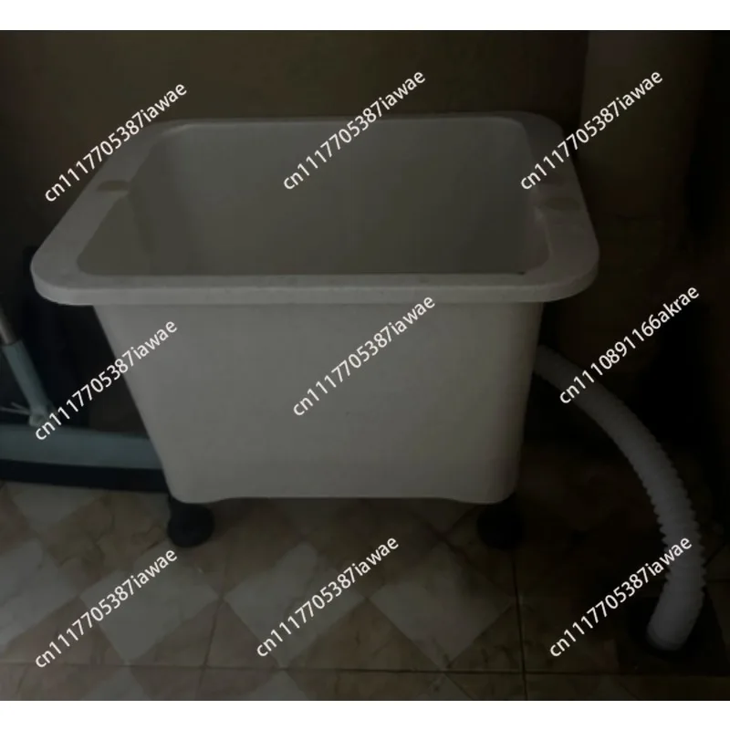 Movable plastic mop pool household balcony outdoor courtyard rectangular mopping pool bathroom universal wheel drainage