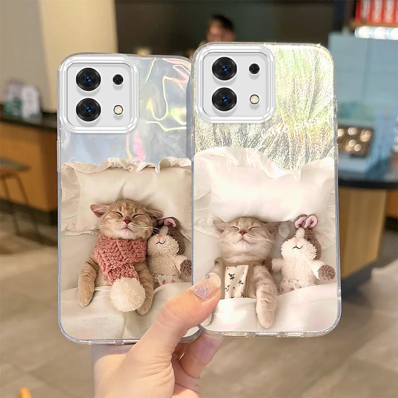 Sleeping High-End Cute Cat Phone Case For Redmi Note13 12 11 10 9 ProPlus 14C 13C 12C 10C 9C A3 A2 A1 Hard Shockproof Back Cover