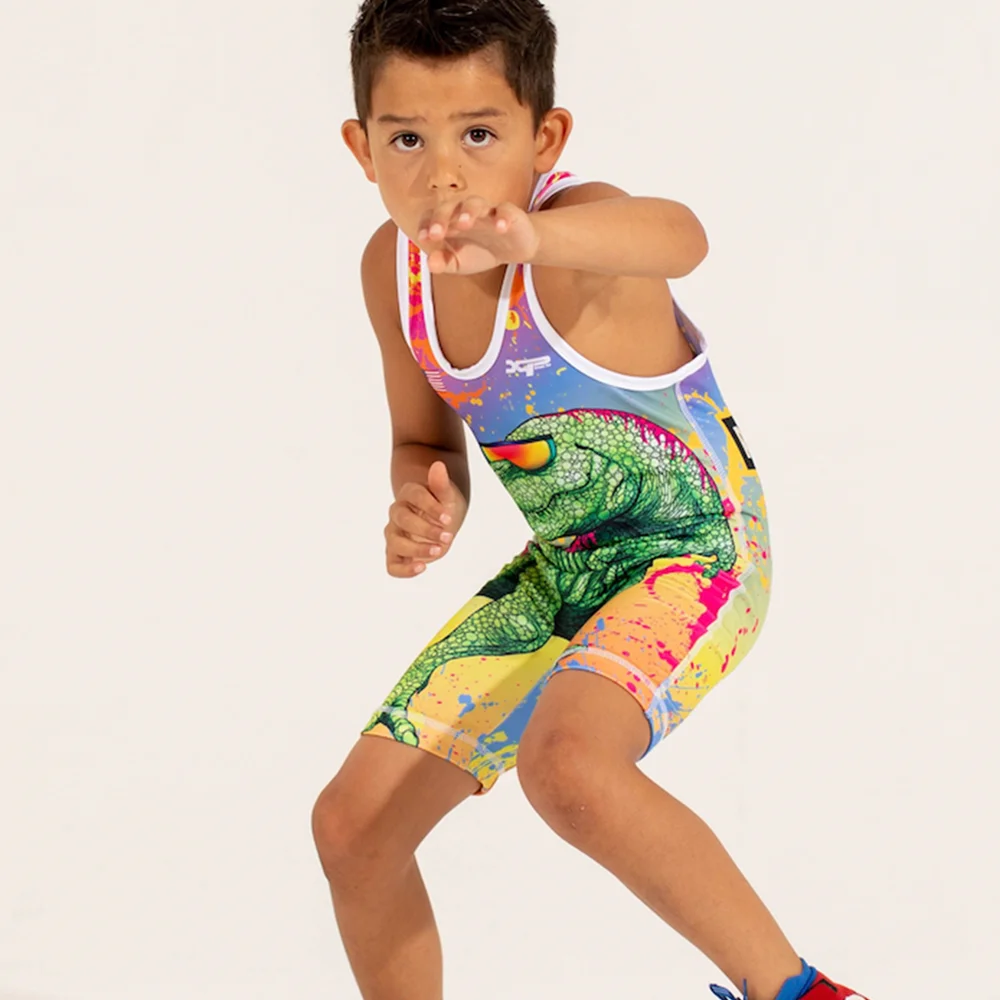 Summer children\'s wrestling weight lifting one-piece suit sleeveless swimming running one-piece set team boxing suit track suit