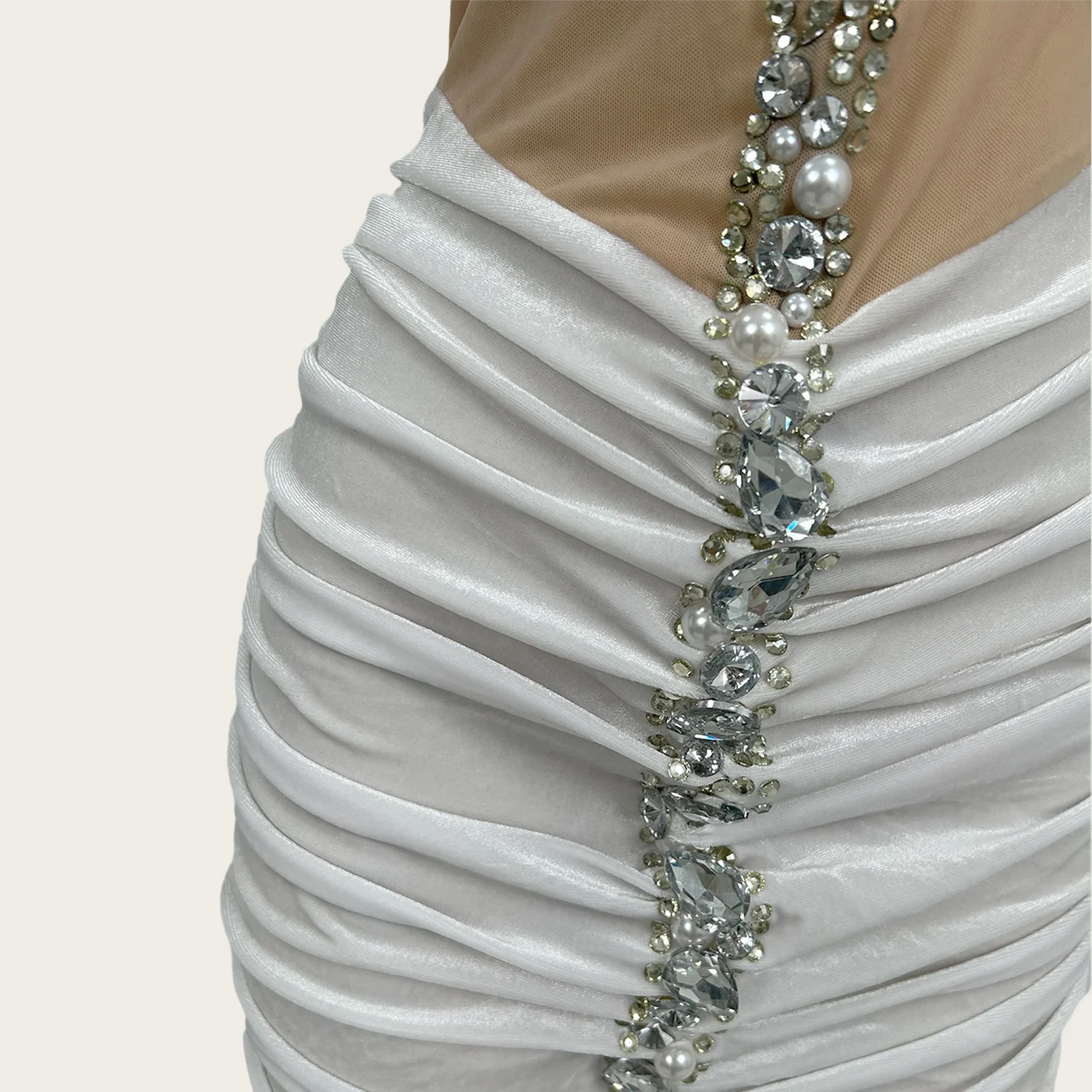 ชุดเดรสสั้นตาข่ายประดับคริสตัลวิบวับสไตล์เจ้อโจว สำหรับงานวันเกิด งานปาร์ตี้ งานพรอม ถ่ายภาพ ชุดเซ็กซี่สำหรับงานอีเว้นท์