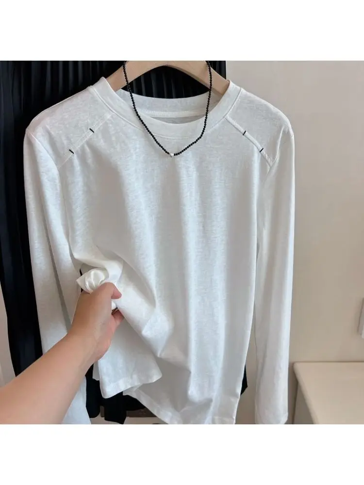 New White Long Sleeve Women's T-shirt Loose Slimming Summer Fashion Sun Protection Casual Style Polyester Blend Thin Model