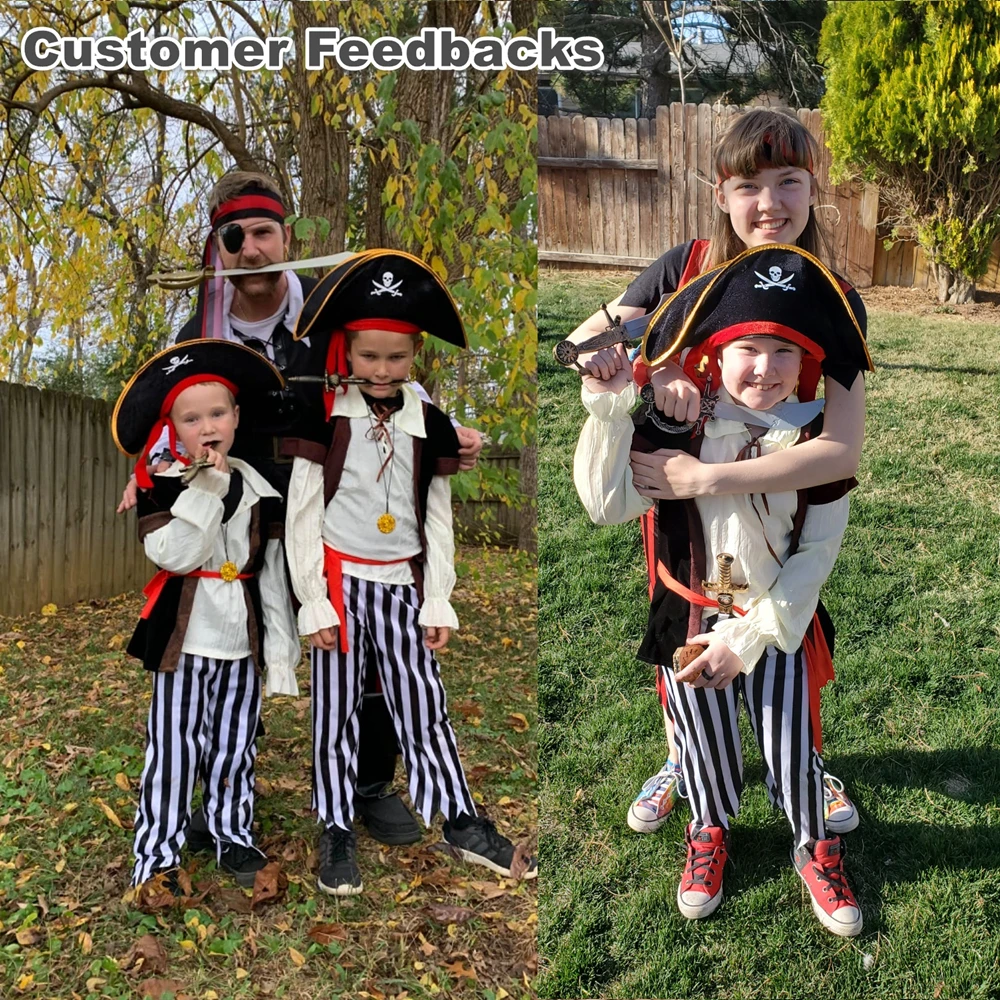 Kids Pirate Costumes Halloween Holiday Party Boys Girls Cosplay Pirates Sailors Costume Suit Dress Up