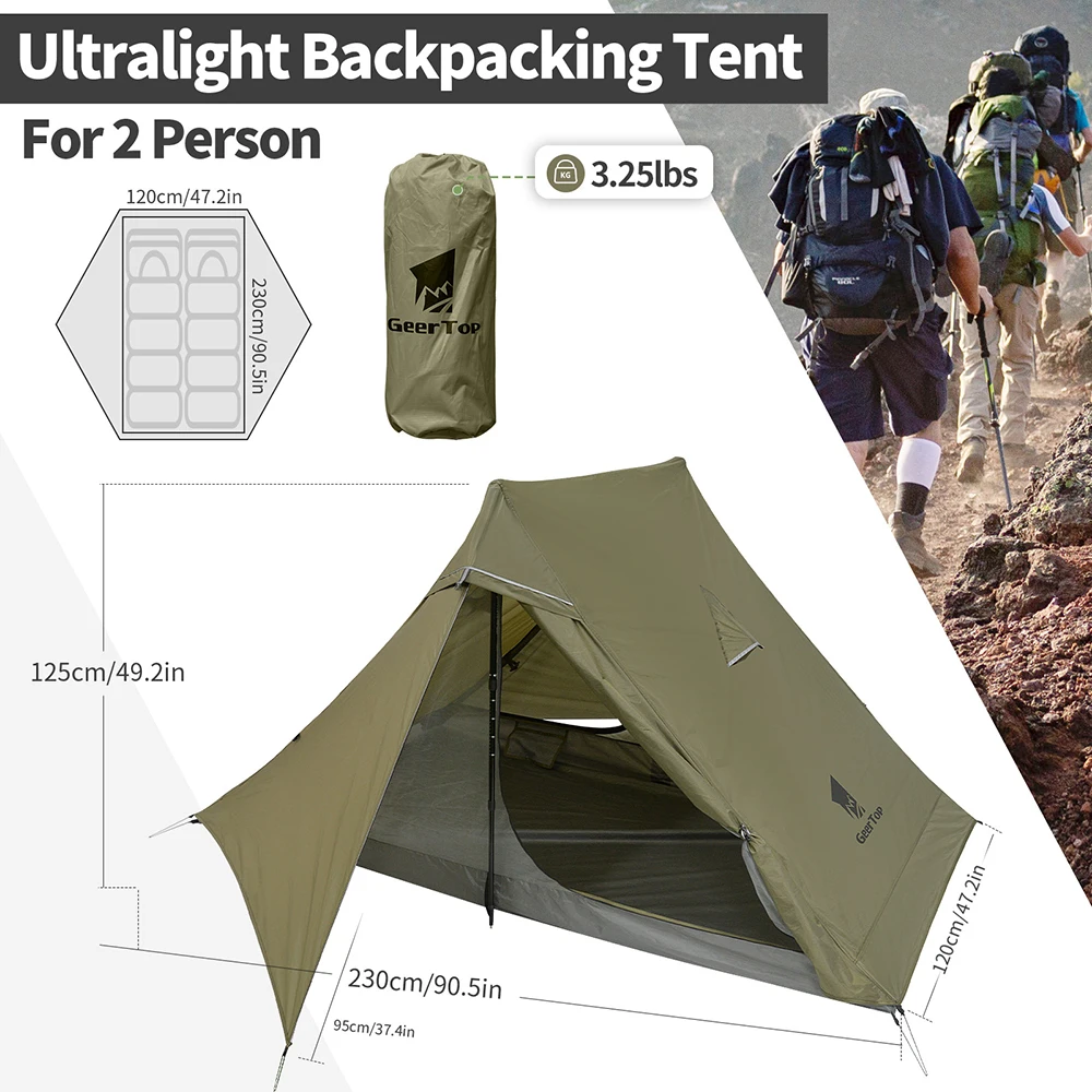

Ultralight Backpack Tent 2 Person Single Layer Waterproof Stormproof Hiking Camping Tents Ventilation 1.5KG Portable Outdoor