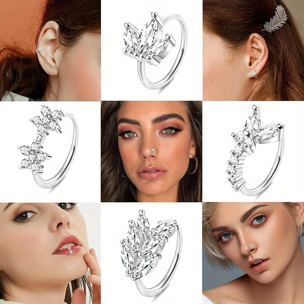 DOLOTTA-Anneaux en Acier pour Femme, Générateur, 20g, Cerceaux, Pavé CZ, Boucle d'Oreille Cartilage, Piercing en Antarctique, Bijoux, 1 Pièce