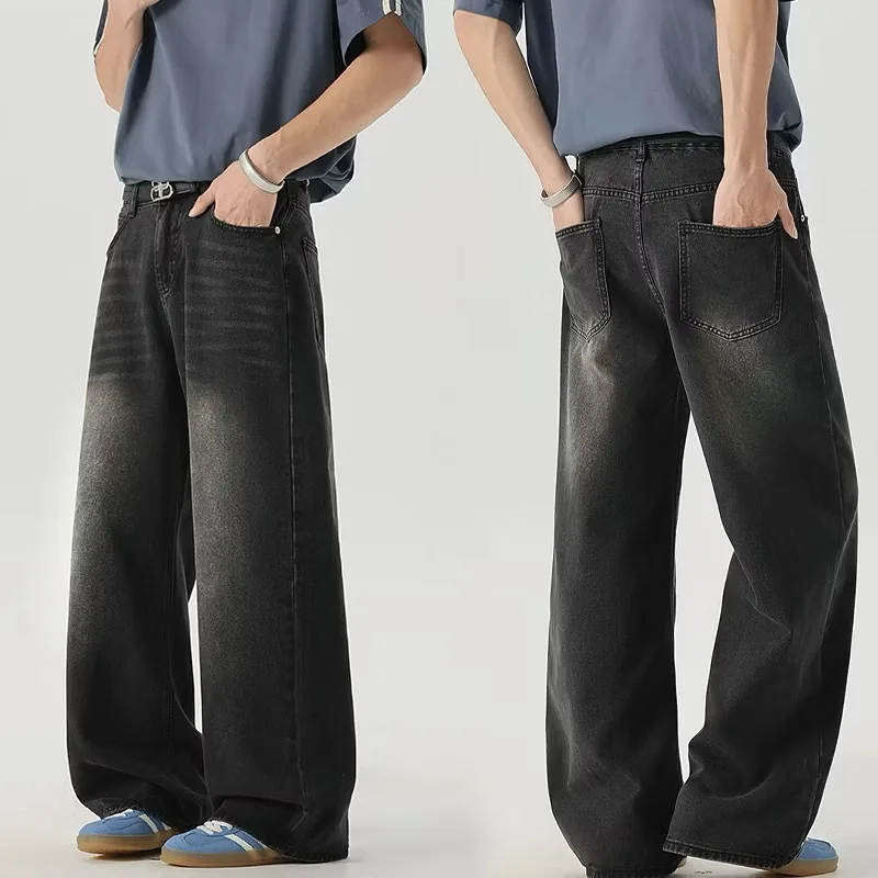 Long Pants Washed Vintage Straight-leg Pants Korean Loose Casual Fashionable Comfortable Solid Simple Casual All-matching
