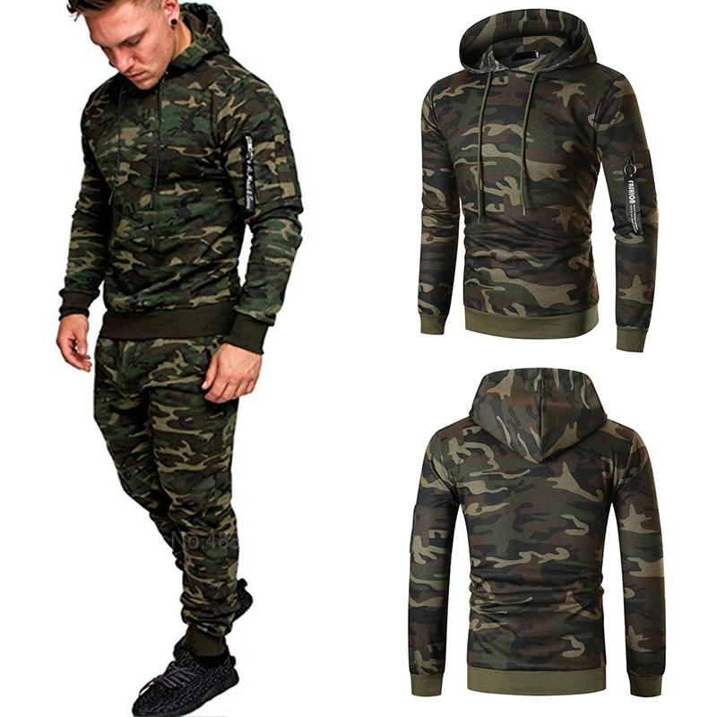 Men\'s Sportswear Set Two-piece Casual Jogging Warm Breathable Fitness Sportswear Set Hoodie + Trousers