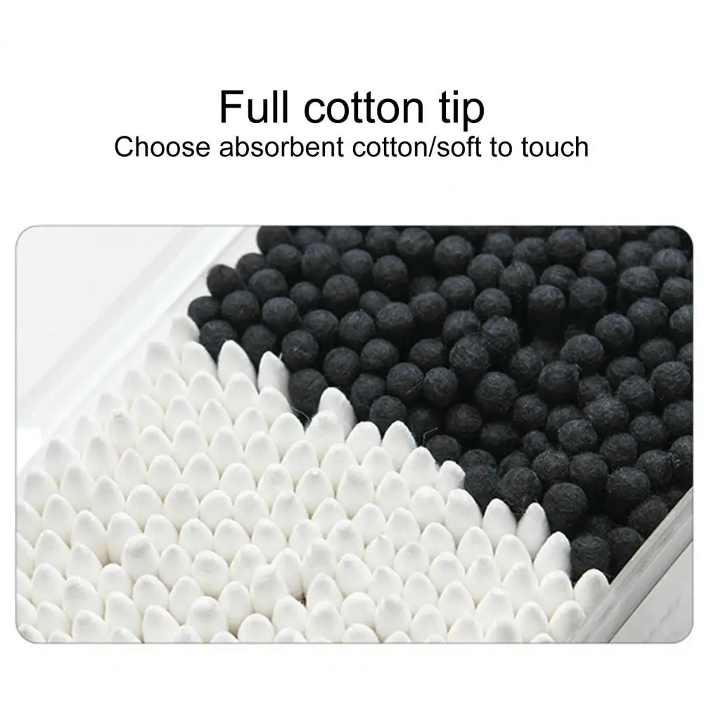 Cosmetic Swab High Toughness Cotton Swab Stick Easy to Pinch Ear Care  Smooth White Black Double Colors Cotton Swab