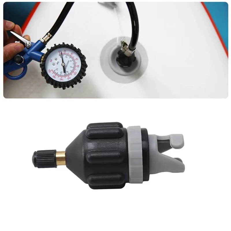 Luftventil-Adapter-Set für SUP-Board, aufblasbare Pumpe, Adapter für Paddelboot, Kajak, Luftventil-Pumpenanschluss-Kombi-Set, Schwarz/Orange
