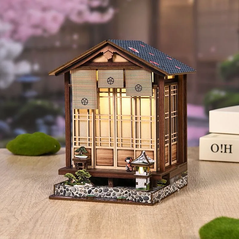DIY Wooden Moss-Lantern Harmony Garden Book Nook Figurines Miniatures Bookend Light for Friends Birthday Gifts Home Decor Crafts