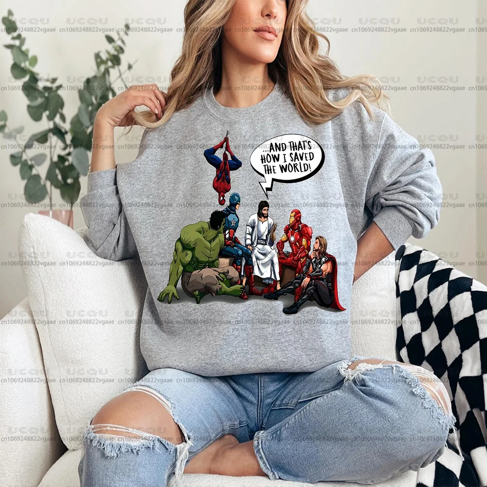 2026 ديزني الفتيات بلايز القطن المرأة تي شيرت هدية حفلة تي شيرت الرجل العنكبوت زوجين هوديي عيد الميلاد ميمي البلوز يسوع والأبطال الخارقين #2