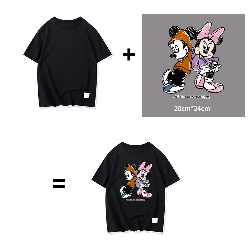 Disney Mickey Minnie Mouse Goofy Patches Clothing Heat Transfer Stickers Iron on T-Shirt Patches for Clothes Kids Kawaii Custom