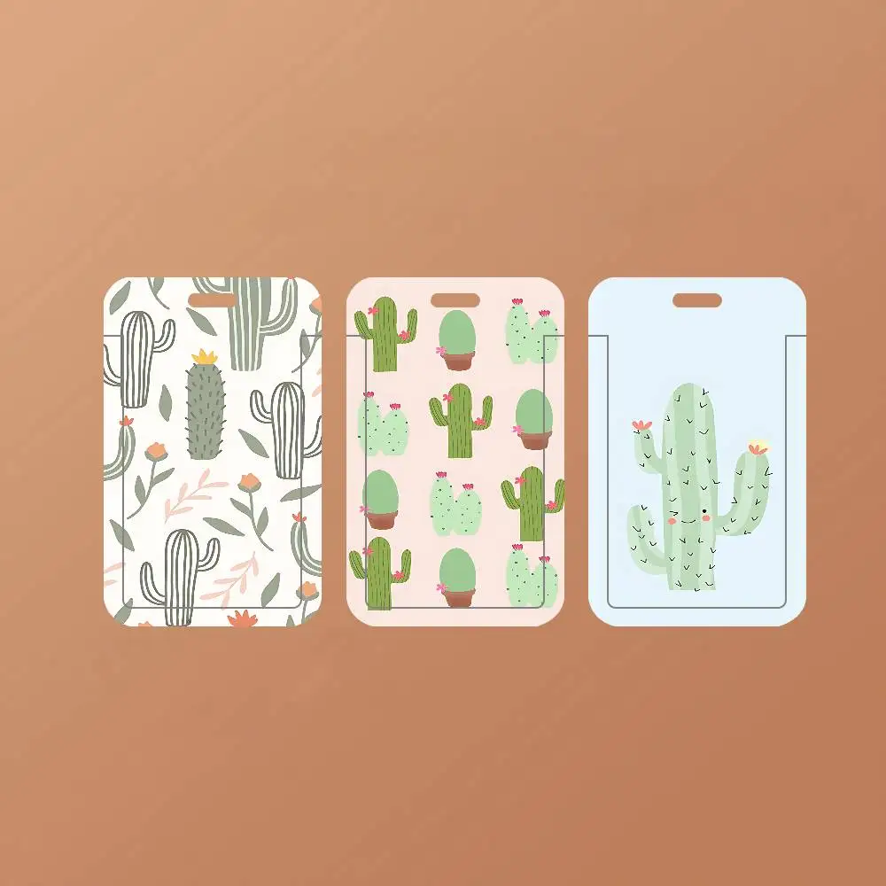 Plant Cactus Flower Pattern ID Badge Holder With Lanyard Neck Strap For Office School Name Card Credentials Case