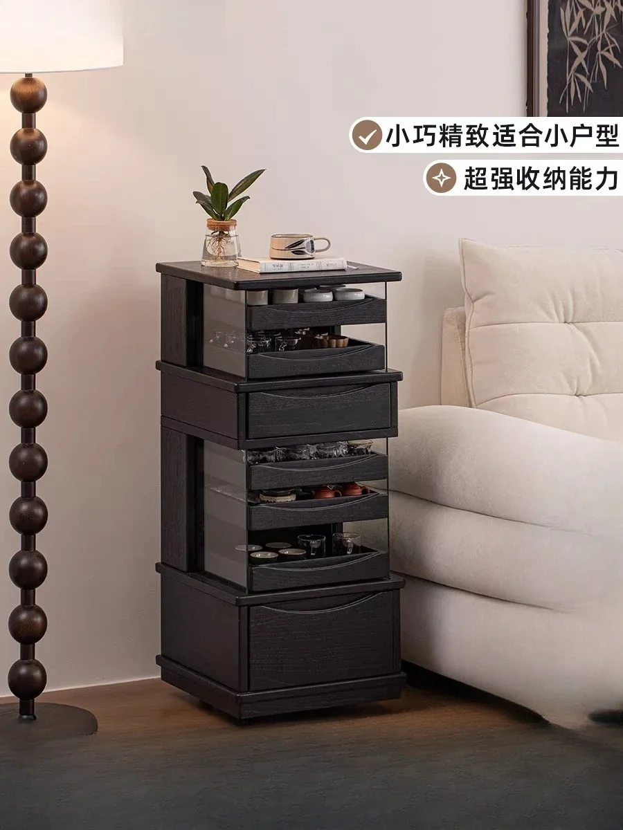 Fangdao tea cabinet, solid wood tea set, storage cabinet, living room movable side cabinet, tea cabinet