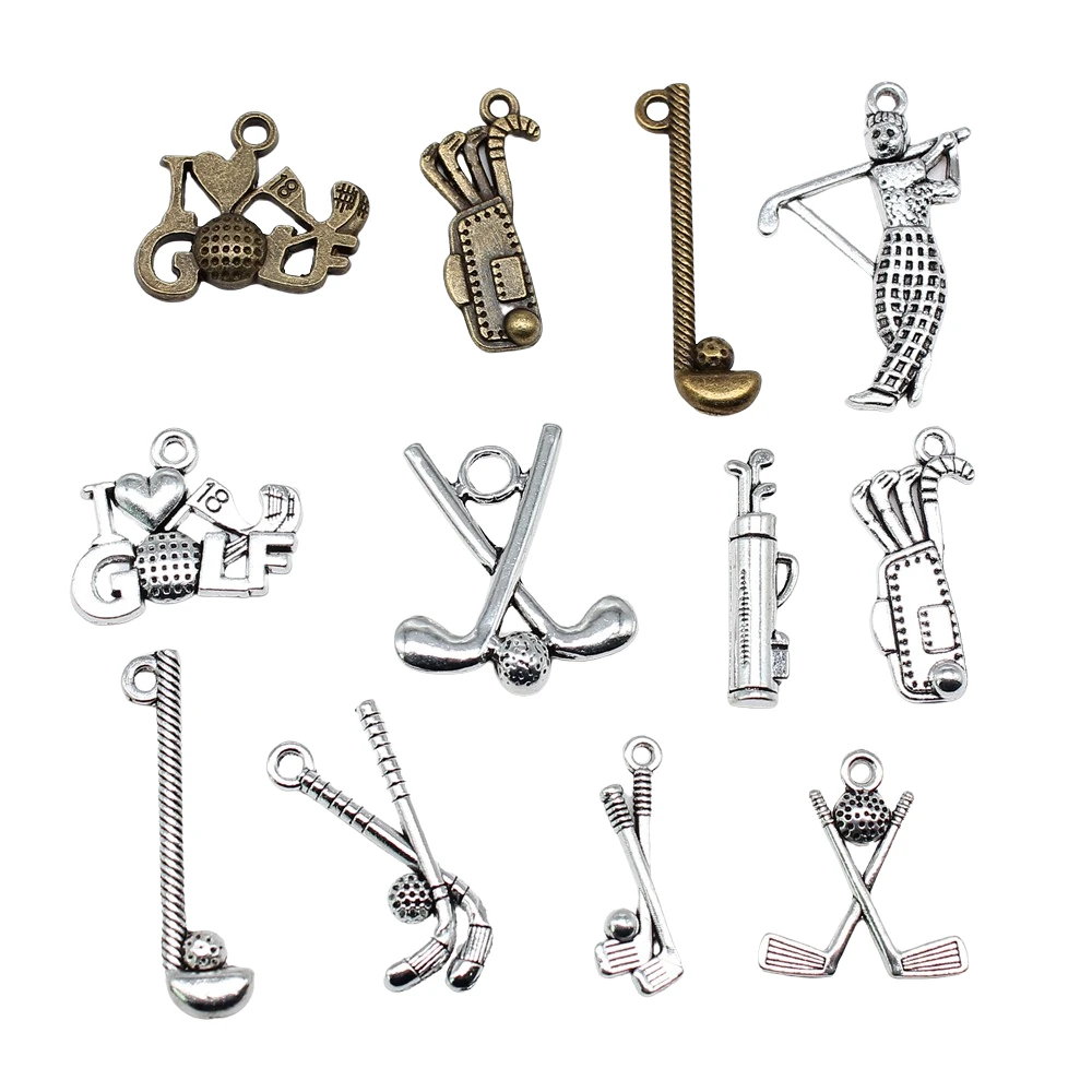 20pcs Sport Charms Golf Charms Golf Clubs Charms For Jewelry Making DIY Crafts Making Findings