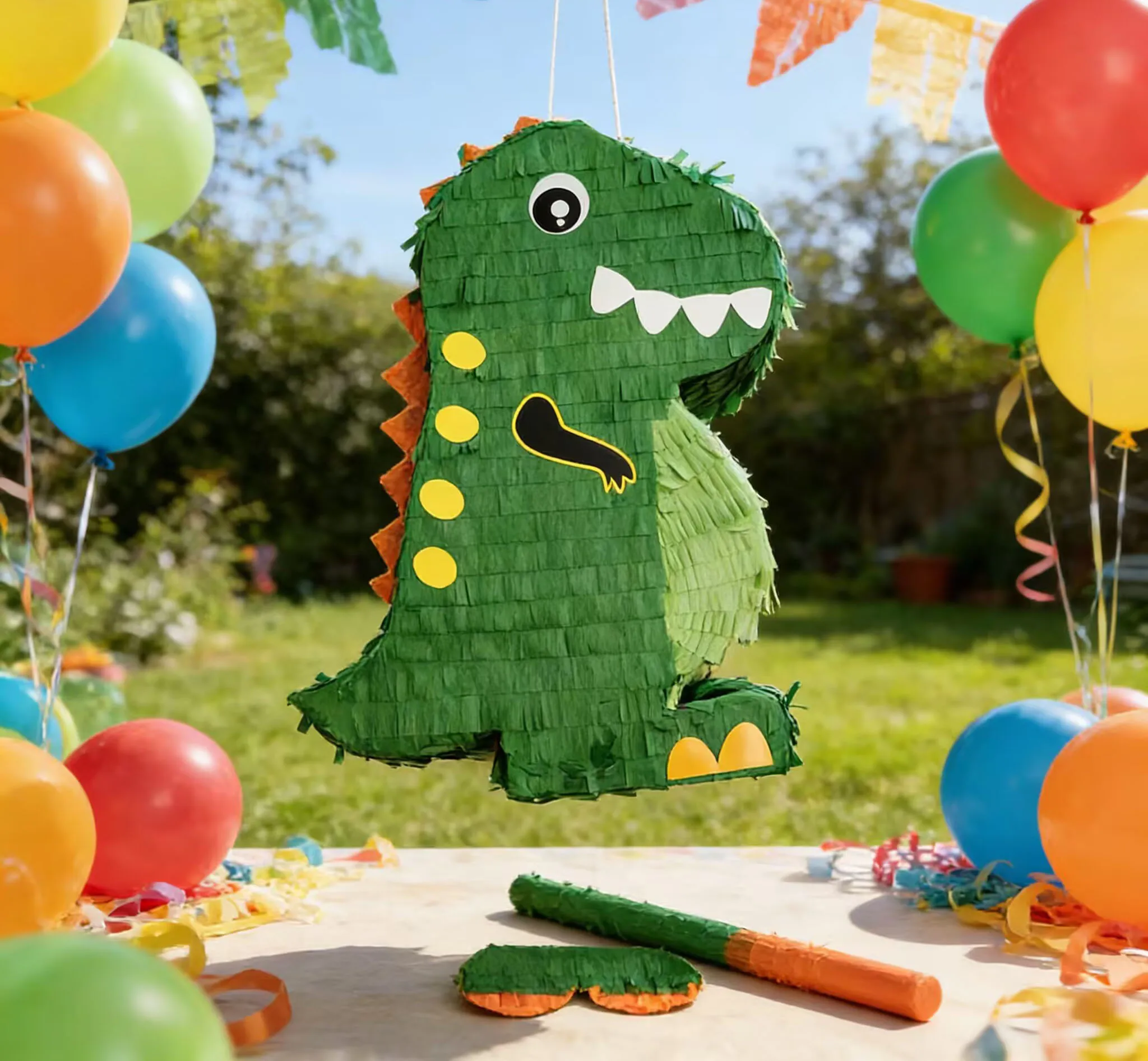 1 SET/BOX  with a Blindfold and Stick  Dinosaur Pinata Bundle Perfect for Birthday Parties, Animal Theme PartiesDecorations,Gift