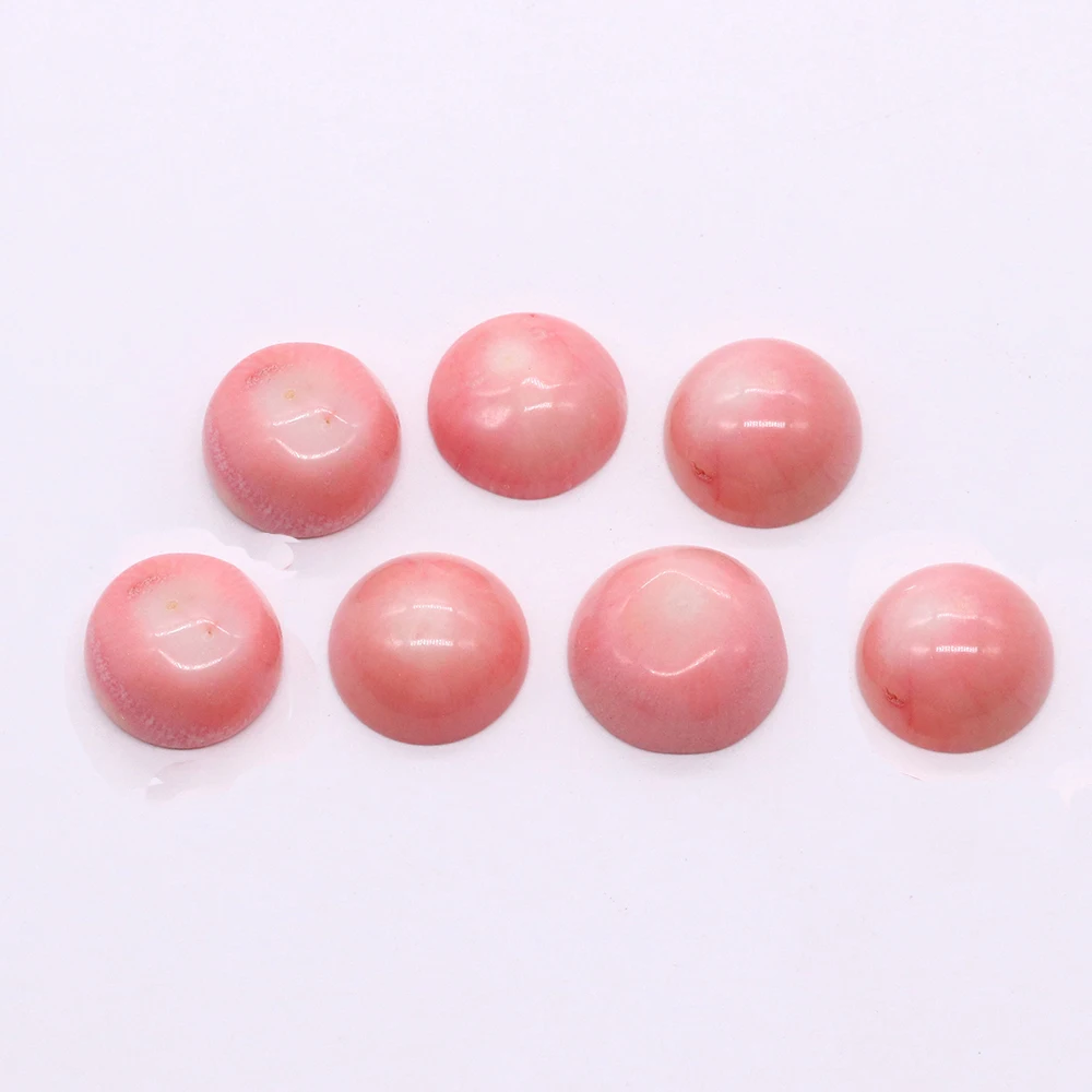 Round Flatback Pink Coral Cabochon Beads CAB Cabochon High-quality Fashion Jewelry DIY Rings Necklace Jewelry Accessories 1pc