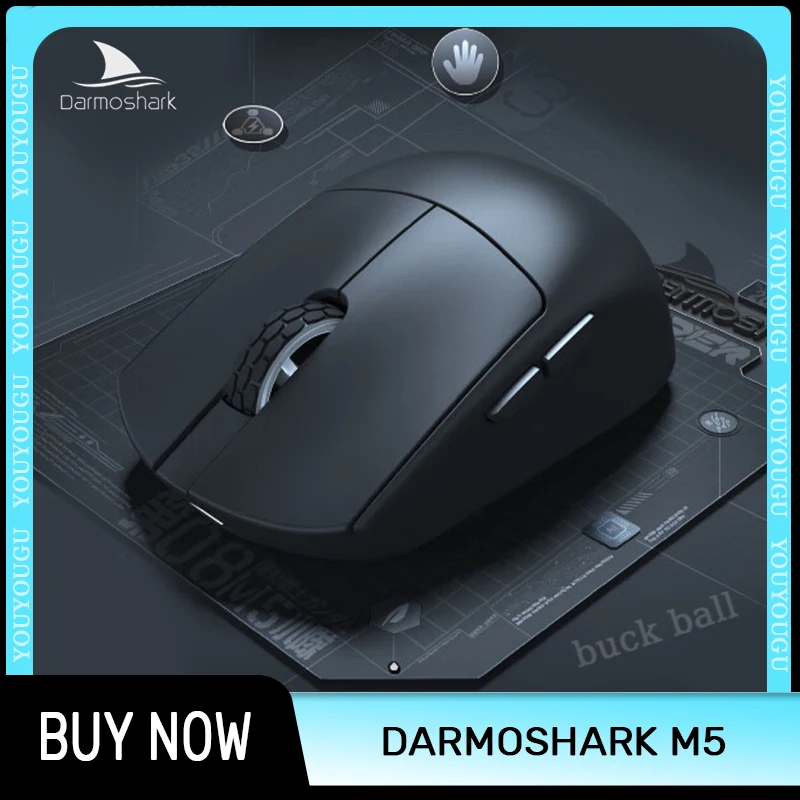 

New Darmoshark M5 Wireless Bluetooth Mouse Gaming Mouse 3mode 38g Lightweight Mouse Nordic52840 Support 8k Paw3395 Gamer Mouse