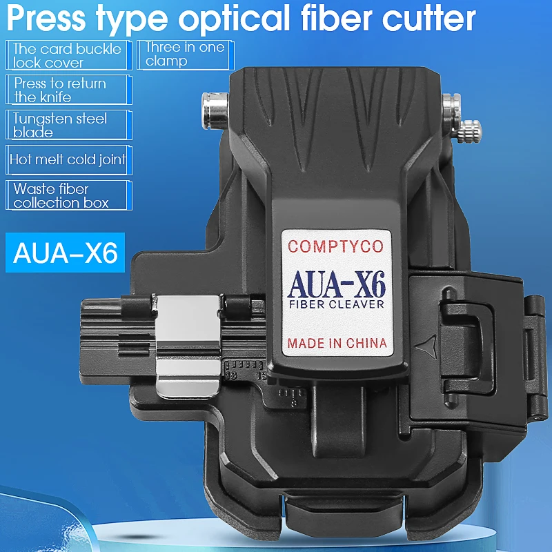 comptyco-aua-x6-high-precision-fiber-cleaver-optical-fiber-cable-cutter-tools-ftth-fiber-cutting-knife-with-waste-fiber-box