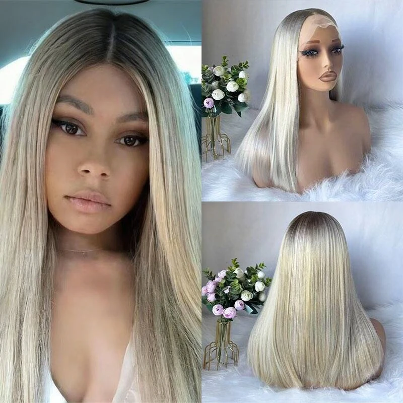 

Косплей-парик омбре: пепельно-платиновый блонд, синтетический, с HD-кружевом спереди, короткий прямой парик-боб, невидимое прозрачное кружево, высококачественный парик