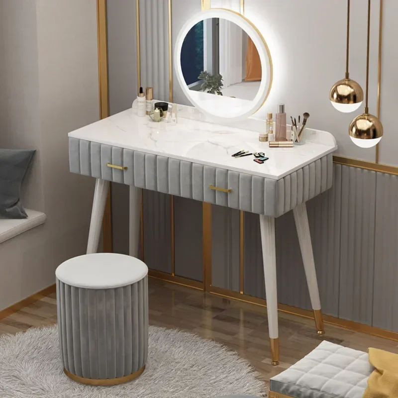 

Organizer Mirror Dressing Table Makeup Mirrors Toy European Luxury Dressing Table Led Lights Comfortable Penteadeira Furniture