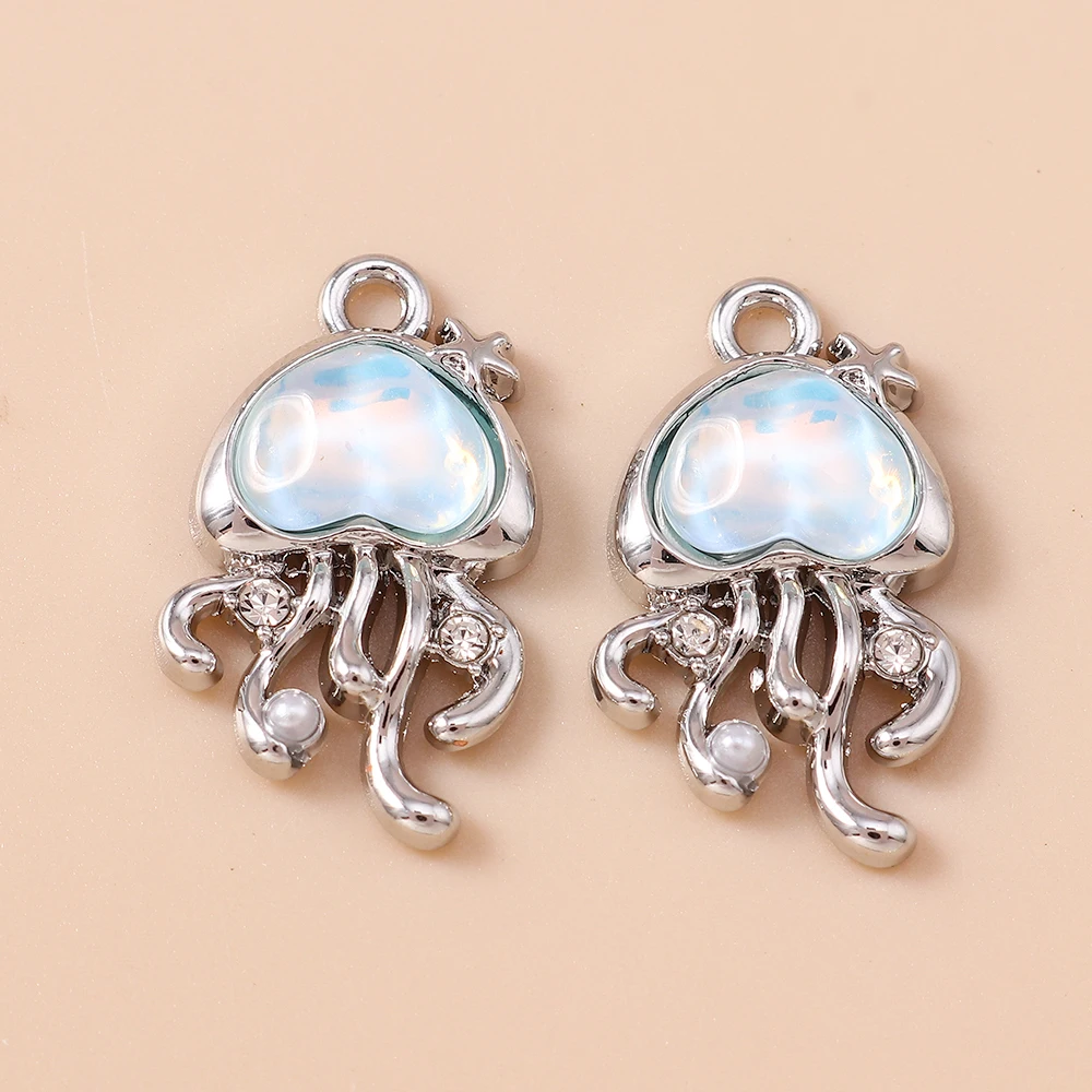 Leslie 5 Stück 12*20mm Exquisite CZ Kristall Quallen-Anhänger für süße Ohrringe, Halsketten, Armbänder, DIY Tier-Anhänger, handgefertigte Bastelarbeiten – Detail 7
