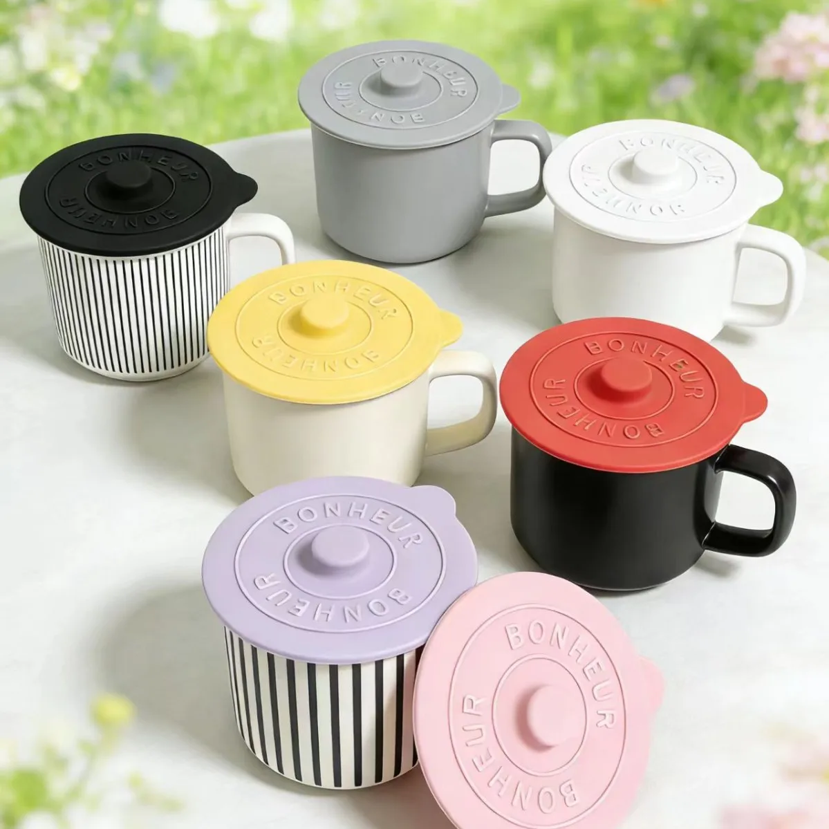 Round Silicone Cup Lid Silicone Mug Glass Cup Cover 1PC Sealing Protective Lid Heat Temperature Preserve for Tea/Coffee/Milk Cup