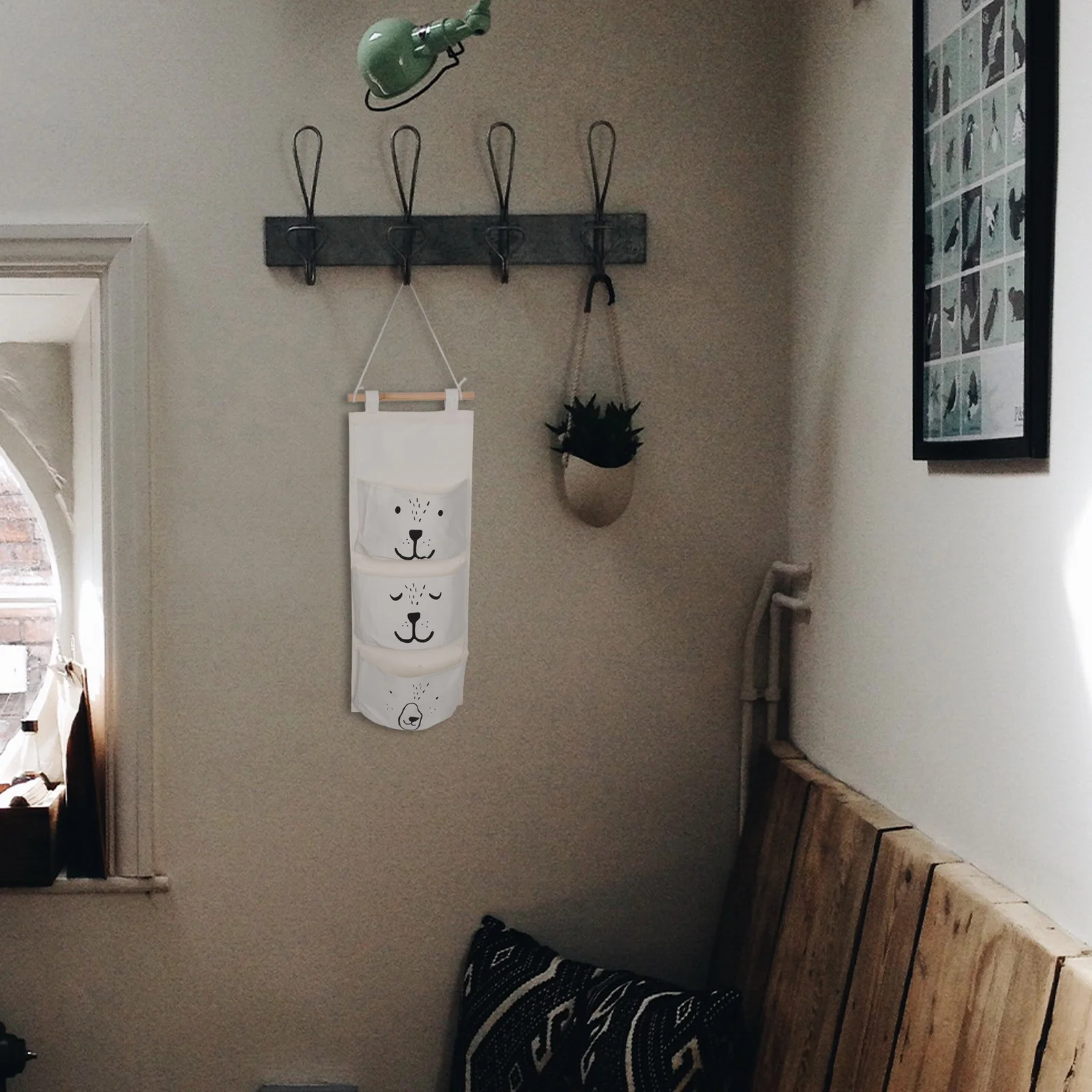 

Wall Hanging Storage Bag Organizer Cotton Linen Multi-Functional Pockets Bedroom Living Room Office Sundries Books Mobile Phones