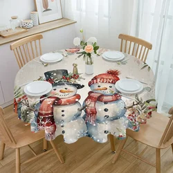 Christmas Fir Eucalyptus Gift Pine Cones Waterproof Tablecloth Table Decoration Wedding Home Kitchen Dining Room Round Table