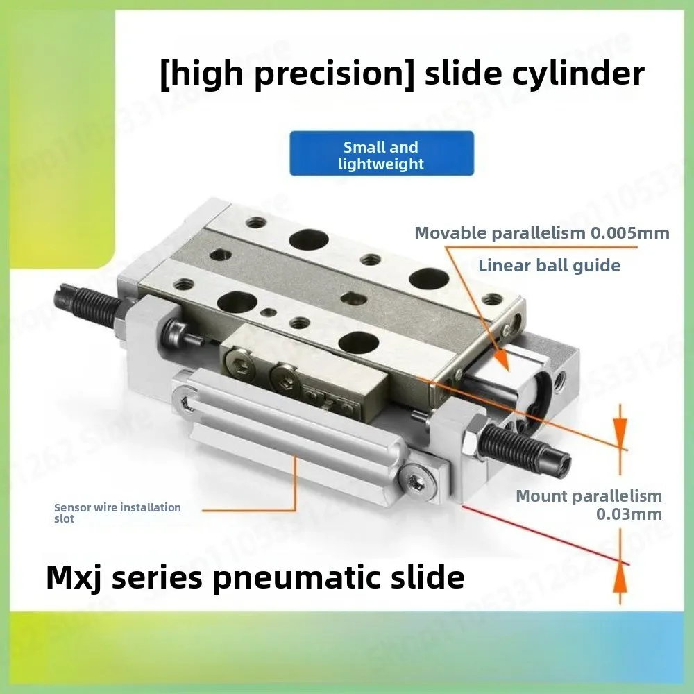 Small Compact Pneumatic Slide Cylinder High Precision Guided Linear Air Cylinder for Automation
