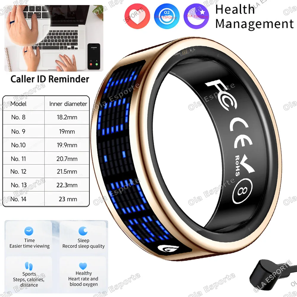 2026 Smart Ring Tasbih-Zähler Dynamisches Display Herzfrequenz- und Blutsauerstoffmessung 5ATM Wasserdicht Multi-Sportmodus R12