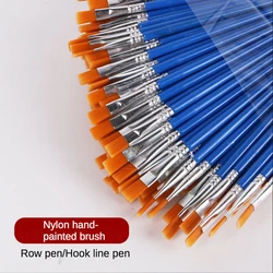 100 Pcs Fine Hand Flat head short paint brush set nylon acrylic paints digital brush artist oil paint brush row pen art supplies