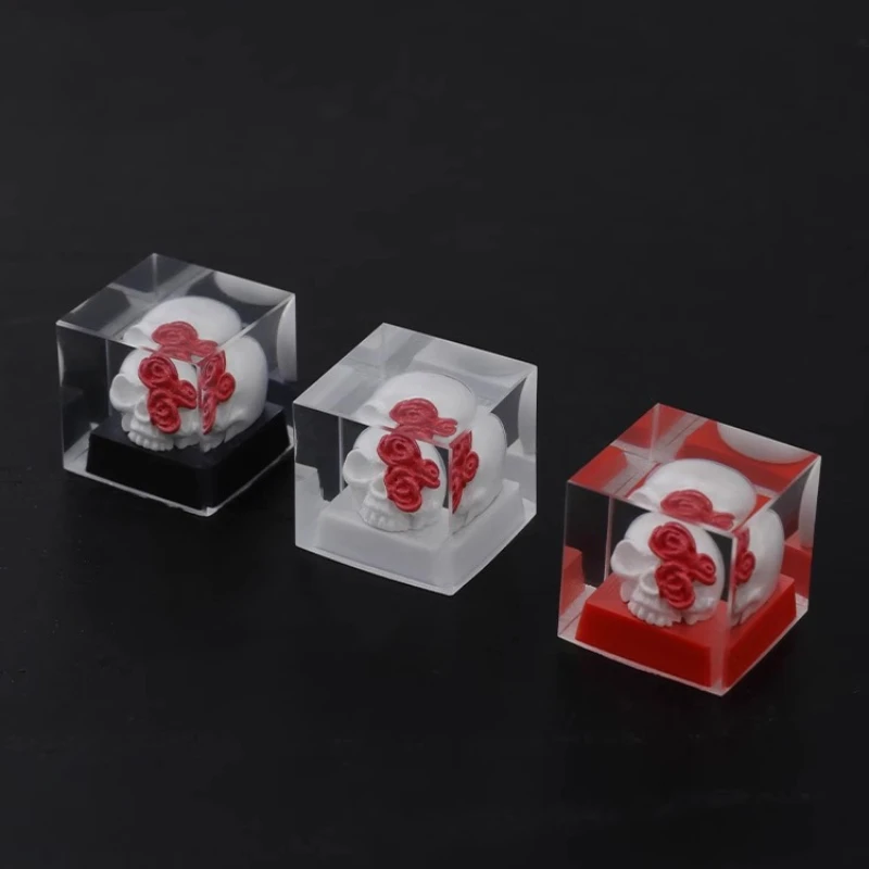 Skull Flower Keycaps Resin Personalized Translucent Customized Handmade Keyboard Caps Mechanical Keyboard Gamer Accessories
