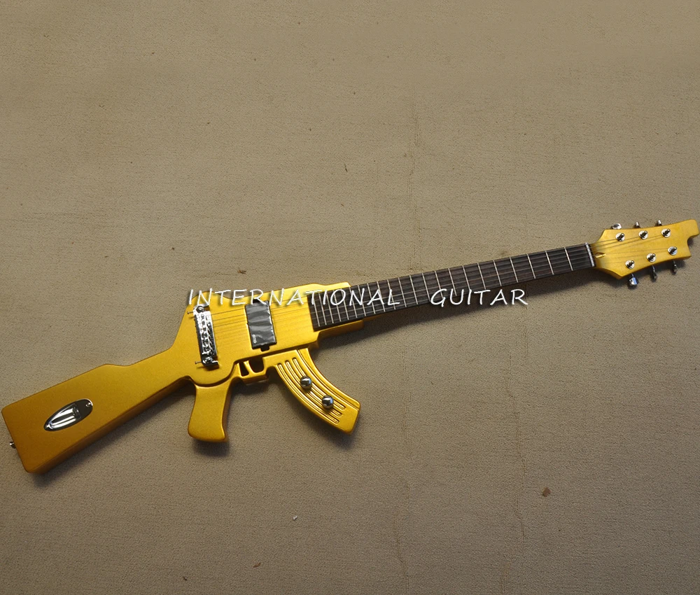 

6 Strings Golden Gun Shaped Electric Guitar with 22 Frets Rosewood Fretboard Customizable