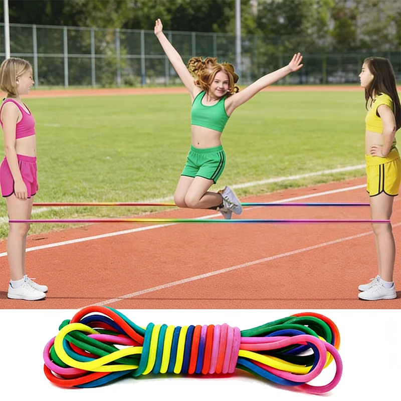 5-10M Superelastisches Springseil für Ausdauertraining, Spaß und Übung, für drinnen und draußen, Gruppentraining, verstellbarer Gummi-Springseilriemen