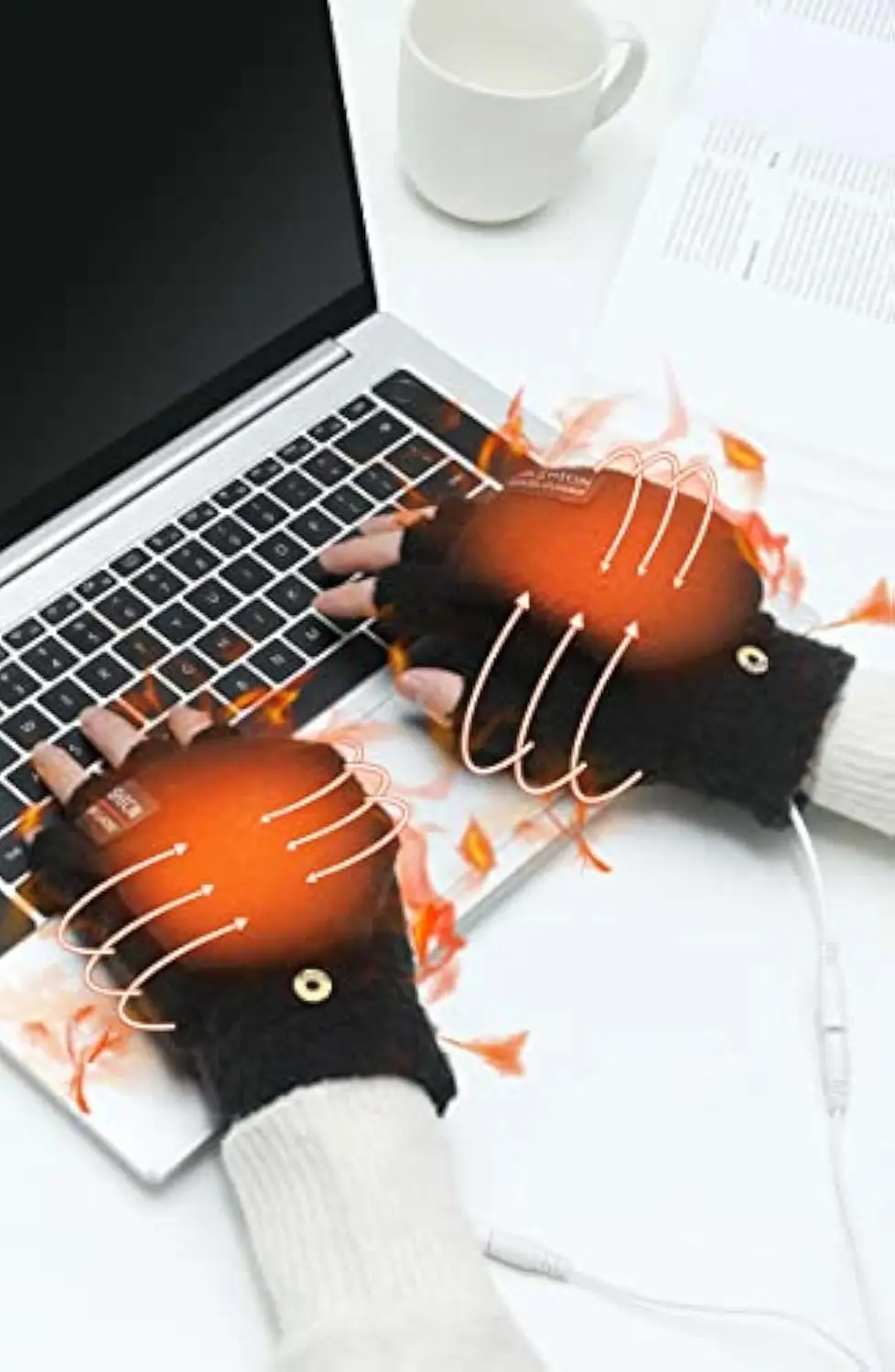 Washable Fingerless Gloves Comfortable Heated Upgraded Usb Gloves Soft Hand Warmer for Laptop Use