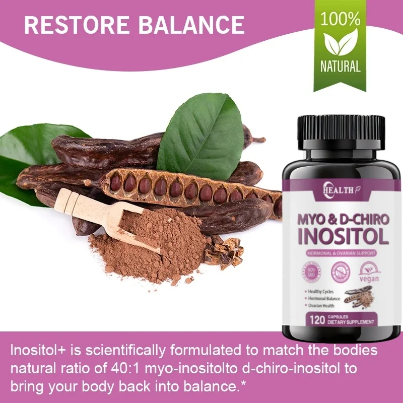 HEALTH Myo DChiro Inositol Capsules with Folate for Ovarian Function Hormone Balance Fertility