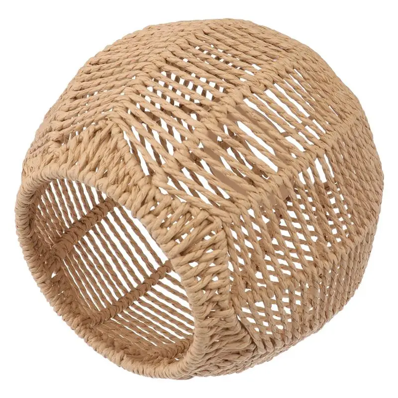 Woven Rattan Lampshade for Chandelier and Pendant Light Modern Style Home Decor in Khaki Color