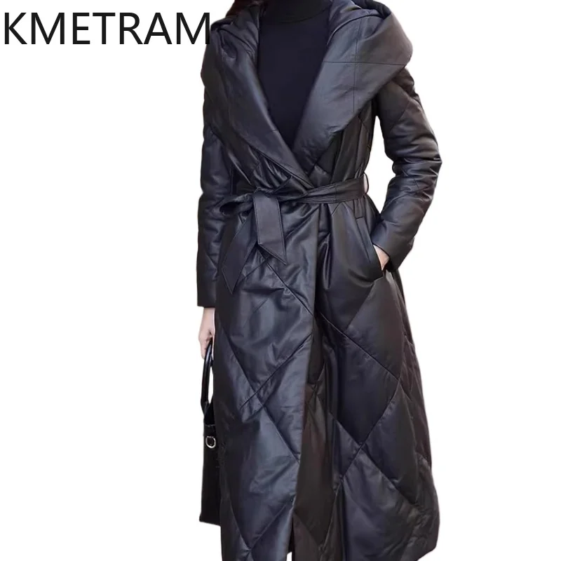 KMETRAM Piumino in vera pelle di pecora naturale 2025 Nero Donna Abbigliamento Inverno Lungo Nuovo Capispalla manteaux hiver femme