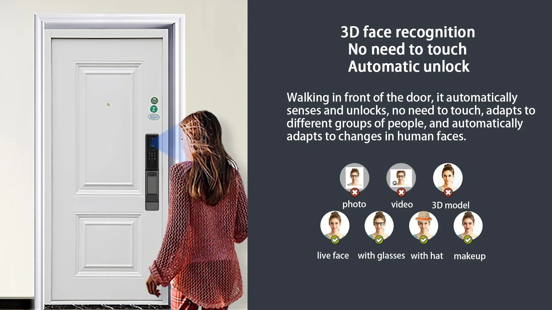 X6 wholesale 3D face recognition door lock Tuya Smart Home Safety Door Lock With Camera T31 tuya smart life APP supproted