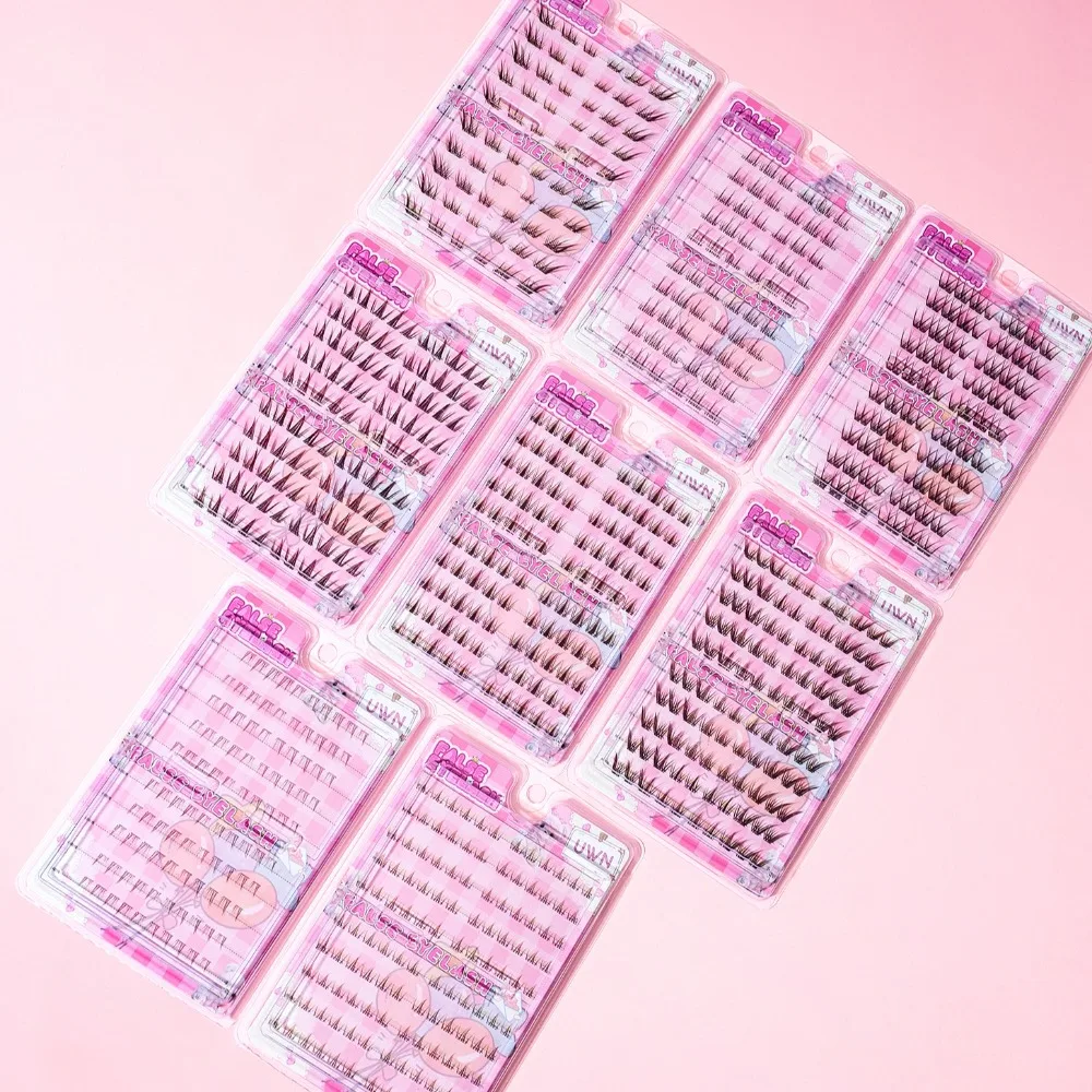 Pestañas postizas de girasol 3D, Color marrón, sin tallos, sin pegamento, sin pegamento, pestañas de Manga hechas a mano, suministros de maquillaje