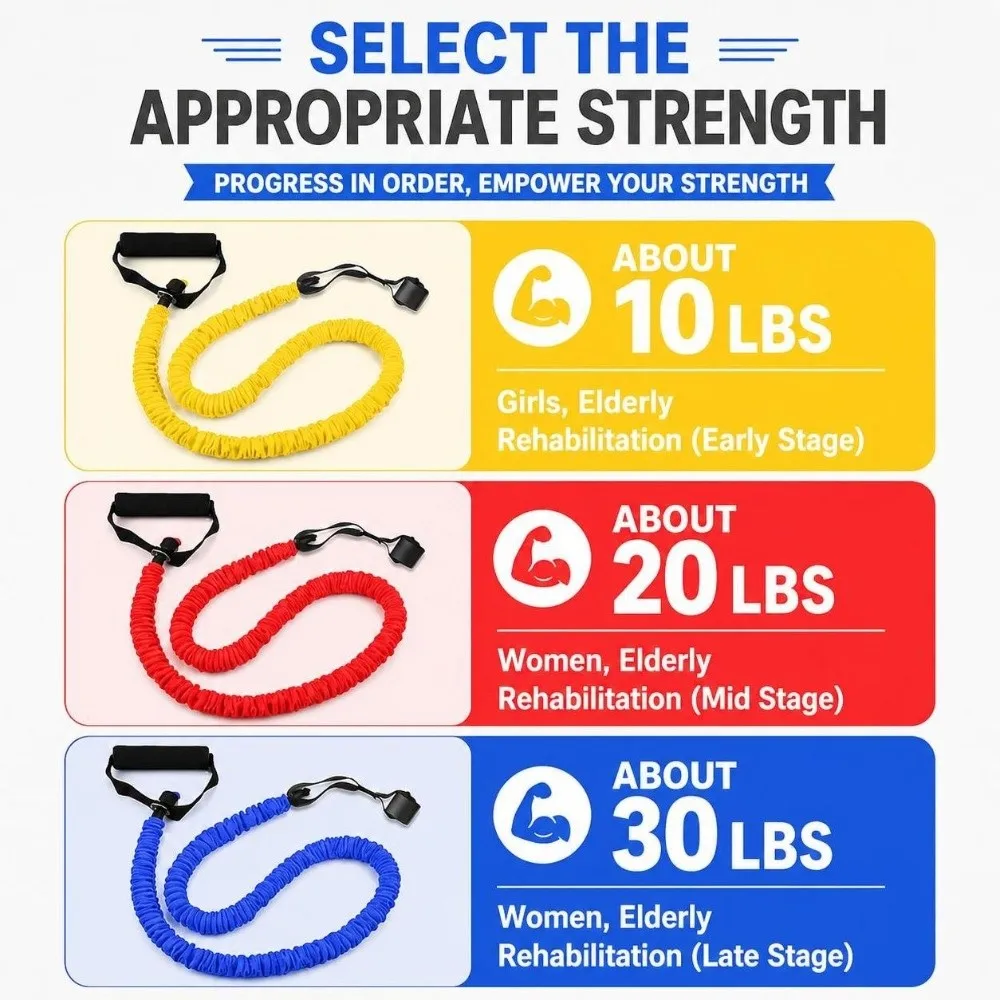 Handheld Door-Anchor Resistance Band Durable Elastic Pull Up Resistance Strap Sturdy 30 Lbs 20 Lbs 10 Lbs