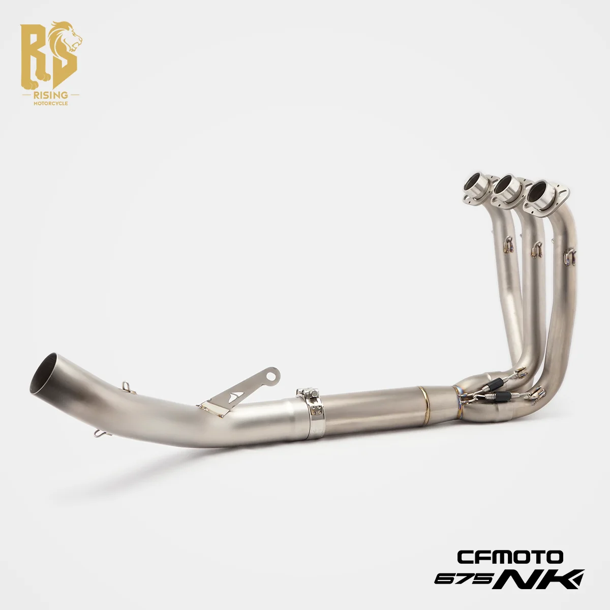 Titanium Exhaust System for CFMOTO 675SRR/NK Motorcycle 60mm Front Middle Pipes Slip-On Side Row High Performance Exhaust