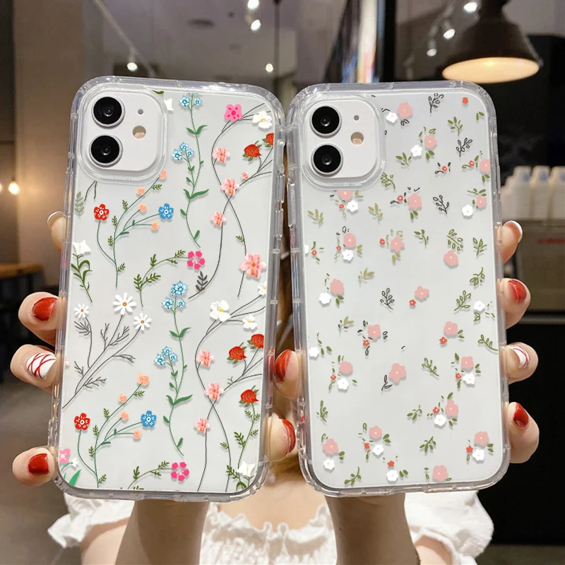 Flower Phone Case For iPhone 13 Case for iPhone 11 12 16 14 15 Pro Max 12 13 Mini 7 8 Plus XR XS SE Shockproof Clear Soft Cover