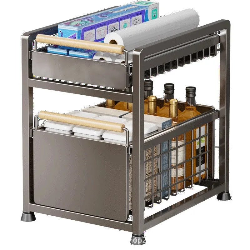 

Kitchen and household multi-functional storage, pull-out rack