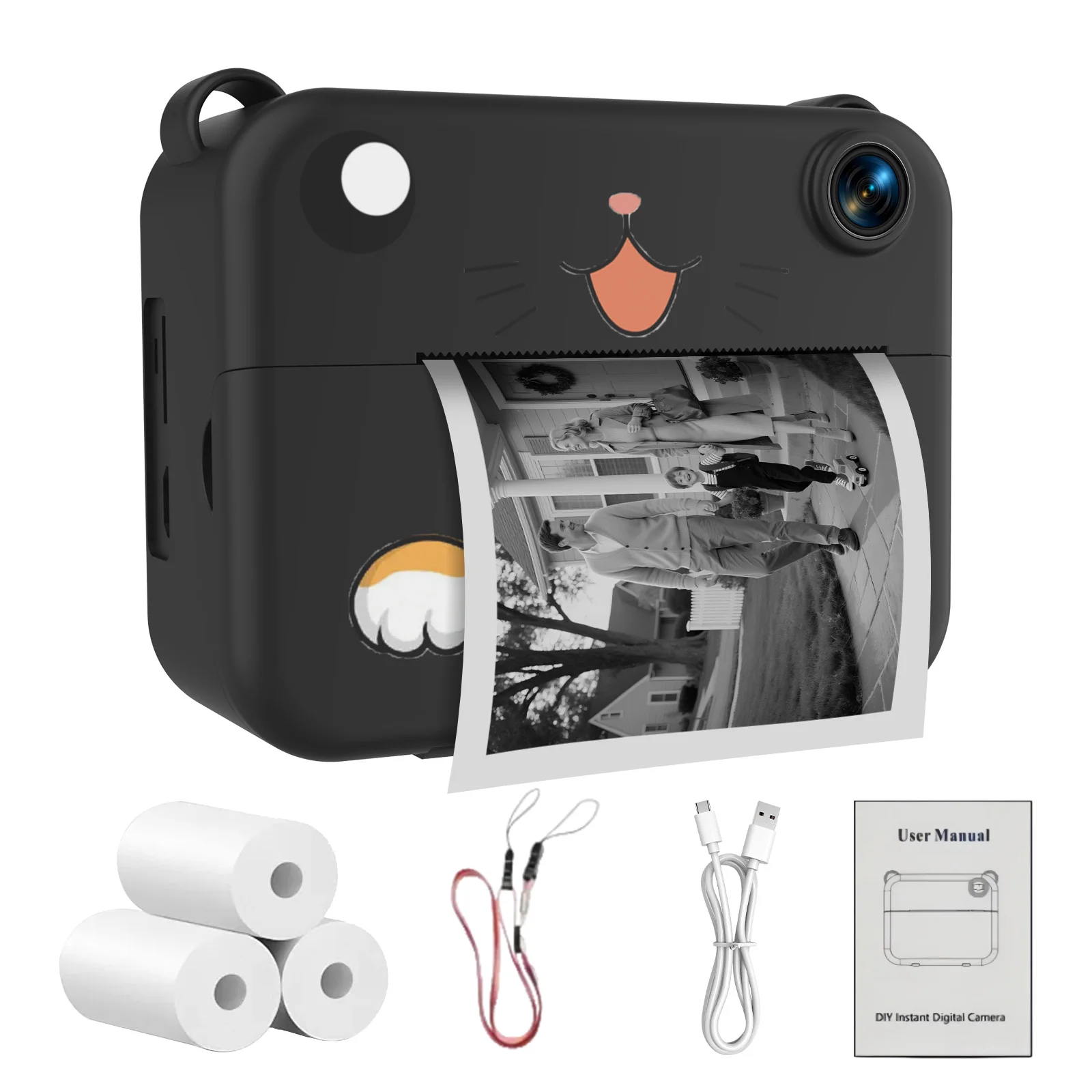 디지털 어린이 카메라 키즈 카메라 즉석 인화 사진 HD 비디오 레코더 미니 열 프린터 최고의 생일 축제 선물 1080p