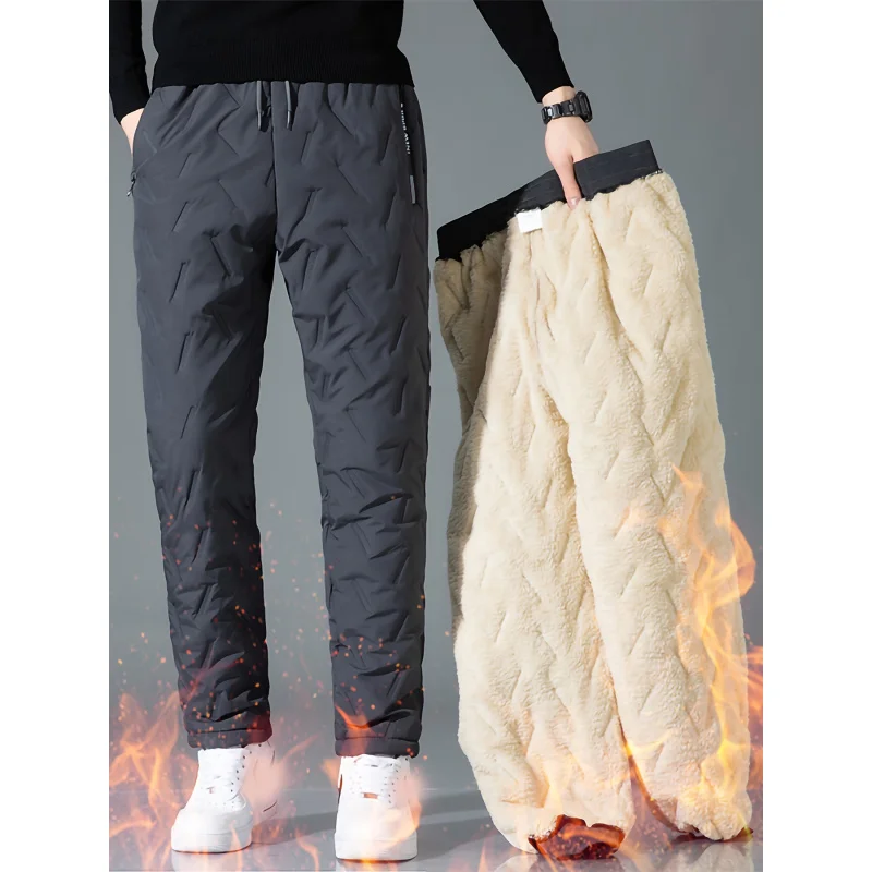 

Men's Pants Black Large Size Lamb Velvet Casual Long Autumn Winter Plus Velvet Thickened Outside Windproof Warm 2025