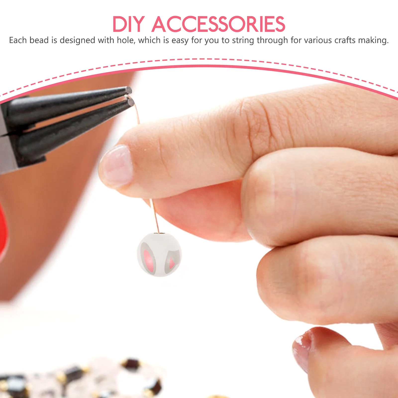 

30Pcs Easter Wooden Beads DIY Craft Beads Bunny Ears Face Feet Charms for Bracelet Making Craft Making Loose Charms