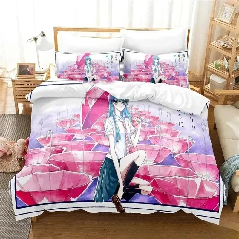 

3D Print Anime After The Rain Bedding Set 3D Printed Suitable for Bedroom Duvet Cover Set With Pillowcases Kids Home Textile