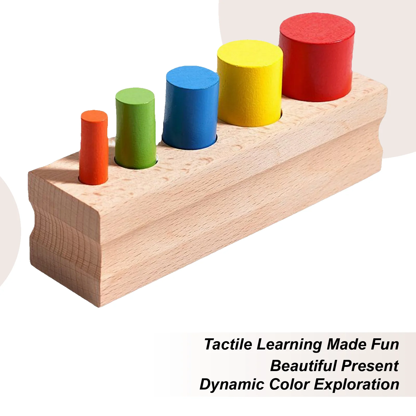 Wooden Early Learning Toys Sensory Wood Color Sorting Game Cylinder-shaped Interactive Fine Motor Skill Developmental Puzzle Toy
